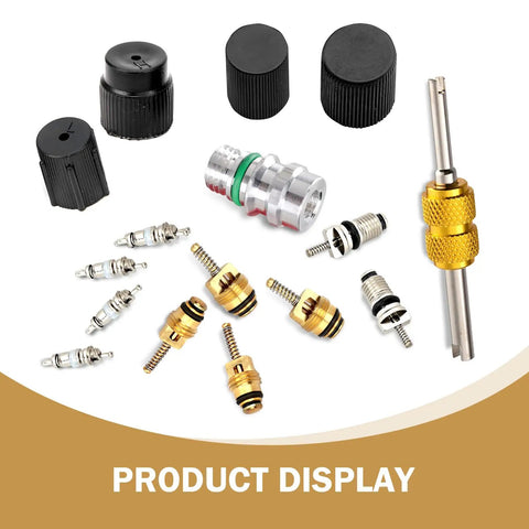 Air Conditioning Valve Core Repair Kit 16 Piece Set For Cars SUVs Trucks Universal Core Tool With Valve Seals and Metal Construction
