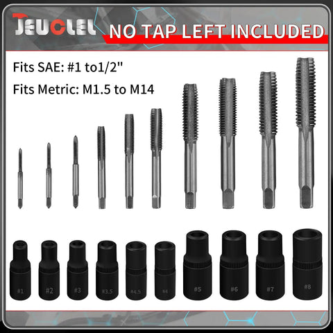Magnetic Tap Socket Wrench Set Ten Piece With One Fourth Inch And Three Eighth Inch Drive Tap Holders For All Standard Taps