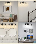 Three-Light Black Bathroom Wall Light With Clear Glass Shades, Modern Vanity Light Over Mirror in living room and office setups.