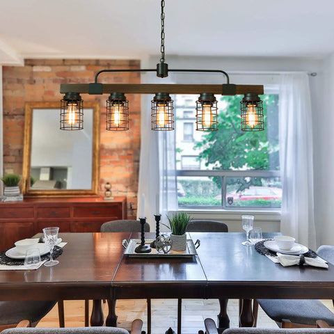 Five Light Modern Farmhouse Arched Kitchen Island Light 27 Inch Linear Chandelier With Seeded Glass Shades In Black Finish