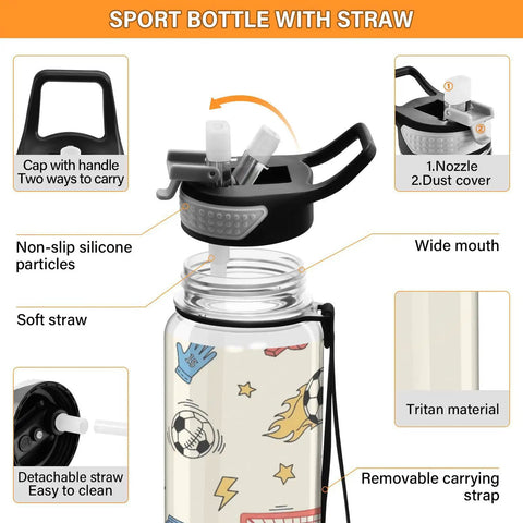 32 Oz Tritan Sports Water Bottle For Gym, Running, Hiking And Travel, BPA Free, Leakproof with straw lid and wide mouth