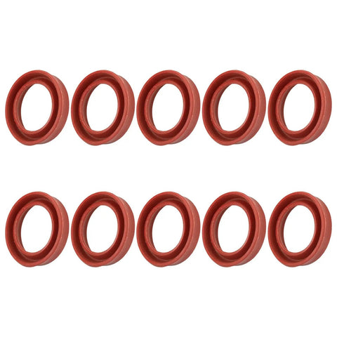 10 Pieces Silicone O Rings For Coffee Makers And Espresso Machines Seals Replacement Gaskets For Coffee Equipment, shown in red, front view.