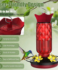 Hanging Hummingbird Feeder With Five Flower Shaped Feeding Ports 16 Oz Bird Feeder Bee Proof Design Built In Ant Moat