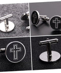 Cross Cufflinks For Men Black Titanium Steel Dress Shirt Fasteners Decorative Accessories That Give You A Sharp Boss Vibe