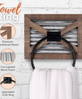 Rustic Farmhouse Toilet Paper Holder And Towel Holder Set Wall Mounted with weathered wood and metal accents, towel hanging