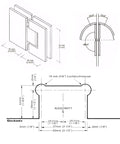 Diagram of Heavy Hitter Solid Brass Shower Door Hinges, 180 Degree Smooth Swing Pivot Kit dimensions and installation details.
