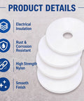 30 Piece Backyard Boss Nylon Flat Washers 1 1/4 Outer Diameter By 1 16 Inch Thick White Bulk Pack features rust resistant smooth finish.