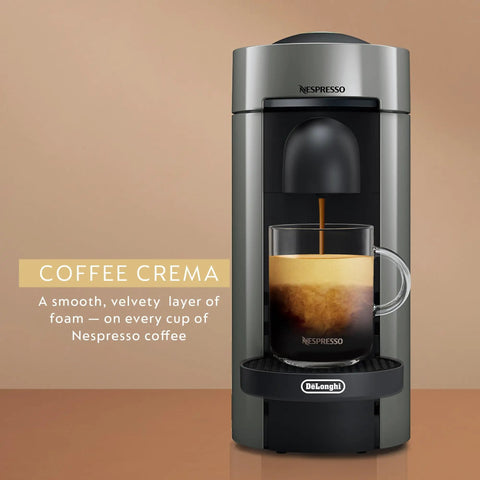 Front view of Nespresso Vertuo Plus Single Serve Coffee And Espresso Maker For Home Use With Quick 25 Sec Heat Up And Energy Saving Auto Shut Off