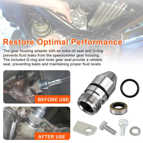Speedometer Housing Kit For TH350 Transmission Fits 1969 And Up Turbo 350 Includes Retainer Bracket, Extra Seals