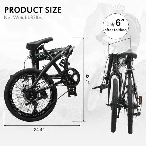 20 Inch Folding Bike With 7 Speed Shimano System Ready To Ride 100 Percent Assembled Dual Disc Brakes Folded Compact
