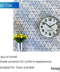Tenedos daisy flower mosaic tile sheets in light Celeste blue and white Thassos marble, waterjet cut, 10 sheets