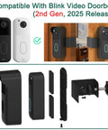 Anti Theft Doorbell Mount No Drilling For The Newest Doorbell Camera Second Gen Easy Install Video Doorbell Holder Weatherproof Security Mount Works With Most Doors And Frames, showing parts and installation.