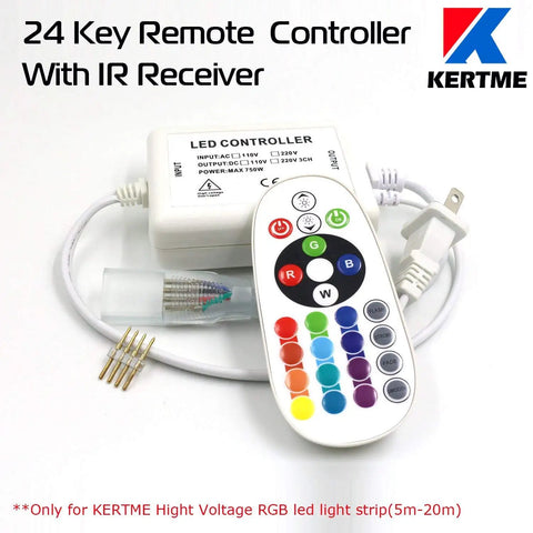 24-key remote for RGB LED Neon Rope Light Strip 10m Waterproof Dimmable With 24 Key Remote AC110120V Multi Colors And Modes