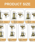 Product size chart showing various dimensions of 115 Piece Chicago Screws Leather Rivet Kit With M5x4 M5x5 M5x6 M5x8 M5x10 M5x12 M5x15 And M4x3 M4x4 M4x5 Bronze Brass Rivets For Leatherworking Tools
