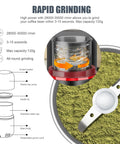 Diagram showing the interior and components of Electric Herb Grinder With Large Capacity And Beast Mode Fast Grinding, Grinds 120g In 5 To 10 Seconds, One Hand Coarse To Fine Control, Pollen Catcher, Great For Herbs Spices And Coffee, 7.5 Inch Black
