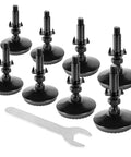 Heavy Duty Adjustable Furniture Leveling Feet, Dang Solid M8 Leg Risers With 4 Prong T Nut, tough black set of 8 with wrench.