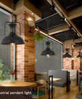 Old School Vintage Inspired Round Black Industrial Pendant Light With E27 Socket Wrought Iron Lampshade Retro Chandelier