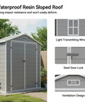 6x4 Ft Resin Outdoor Storage Shed With Floor And Window, Lockable Door, weatherproof design, ideal for patio or backyard use