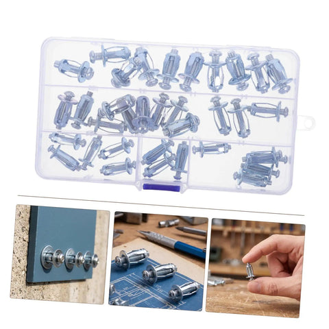 35-Piece Petal Expansion Nut Bolts Set M4 M5 M6 For Hollow Wall And Iron Skin Fastening Heavy Duty Hardware Kit With Quick Install And Reliable Hold For Home Repairs And DIY Projects, metal set in case