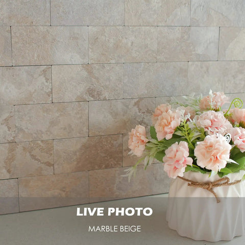 Peel And Stick Backsplash Tile 12x12 PVC Subway Wall Tiles Marble Beige 5 Sheets For Kitchen And Bathroom Durable Waterproof
