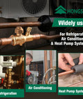 Installed Hongsen brass refrigeration ball valve on copper tube, 3/8 ODF, solder connection