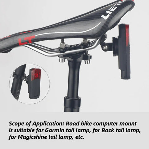 Mountain Bike Computer Mount For Road And Mountain Bikes Stem Top Cap Mount Holder For Garmin Tail Lamps, saddle view