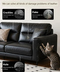 Heavy Duty Self Adhesive Leather Repair Tape Kit For Beat Up Furniture Sofa And Car Seats Quick Waterproof Vinyl Patch Fix on a damaged sofa with a cat.
