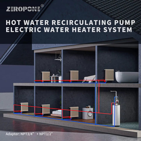 Hot Water Recirculating Pump For Electric Water Heaters With Stainless Steel Head 120W 110V system diagram