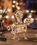3D Wooden Puzzle Kit For Adults, 183 Piece Mechanical Model Build, Vintage Movie Projector Craft, Hand Crank Power, No Battery Required, Realistic Animations In Darkness, Sweet Gift For Adults 14 Plus wooden film projector on stand