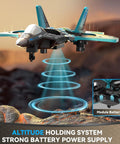 Foam Remote Control Airplanes For Kids And Adults, 360 Degree Flip Fighter Jet With Light, shown in mid-air with LED lights active