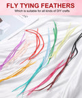 Bulk 30 Pcs Fly Tying Feathers With Colorful Stonefly Split Tails And Goose Biots For DIY Crafts, displayed on white surface