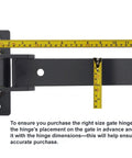 Heavy Duty Gate Hinges 13 Inch Load Bearing 900 Lbs With Built In Ball Bearings, showing bolt-on design and measuring tape for scale.