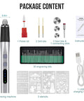 Upgrade 2 Way Rotary Electric Engraving Pen With 37 Bits Cordless USB Rechargeable DIY Engraver showing package contents