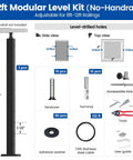 12ft Modular Level Kit for Decks and Patios, 36 inch posts with tensioners, terminals, and adhesive washers included.