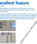 Universal Track Saw Guide Rail Connector Kit 2 Pack with precision machined connectors and anti-tightening screws in use.