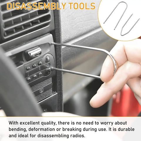 Using 4 Piece Car Radio Removal Pry Tool Set V Shaped Stainless Steel Stereo Release Tools Kit for vehicle audio dash disassembly