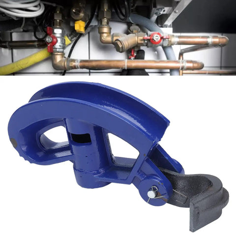 Heavy Duty Manual Pipe Bender For 1/2 To 3/4 Inch Conduit, blue C45 steel, professional tool for plumbing projects.