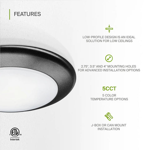 Lit 7 Inch Square LED Flush Mount Ceiling Light 12W 1030LM 3CCT Dimmable 6 Pack, low-profile design, brushed nickel