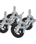 Heavy-Duty 8-Inch Scaffold Caster With Foot Brake, 4-Pack, 750 Pound Capacity, Double Locking Wheel, Cast Iron Hub With Grease Fitting
