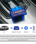 2 Pack Dope ELM327 OBD2 Bluetooth Car Diagnostic Scanner Pro Mini Wireless Engine Fault Code Reader Reads And Clears Codes And Live Data For Most OBD2 Vehicles on car console