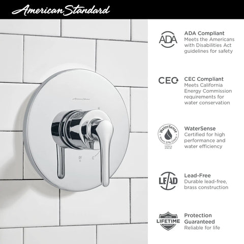 Studio S Valve Trim Kit With One Piece Ceramic Cartridge For Drip Free Smooth Water Control, Double Ceramic Pressure Balance