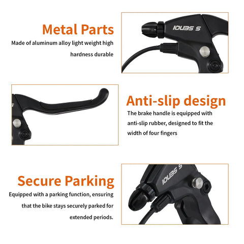 E Bike Brake Lever With Locking Button For Electric Bicycle And E Scooter Waterproof Wire 3 Pin Pair Ergonomic Design Easy Install