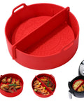 Red Air Fryer Silicone Liners Set For 5 Qt And Up Game-Changing Nonstick Food Grade Silicone Basket Liners With Split Strip