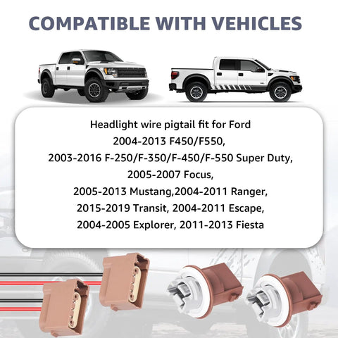 Ford Turn Signal Light Socket With 3 Wire Pigtail Direct Replacement For F-250 F-350 2004-2013 Super Duty Plug And Play socket image