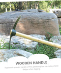 Steel Gardening Pickaxe Handle Digging Tool for Vegetable Farming and Outdoor Yard Work, durable garden hoe on rocky ground