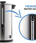 Commercial Grade 50 Cup Percolator Coffee Maker And Hot Water Urn In Stainless Steel 8 Liter For Catering Events with water gauge