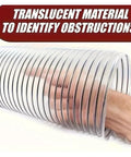 Shop Tough 50Mm PVC Vacuum Hose For Dust Extractor Woodworking Rig, showing translucent flexible tubing for obstruction visibility.