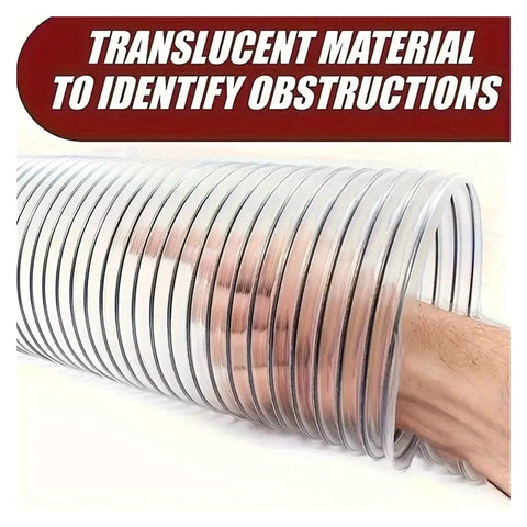 Shop Tough 50Mm PVC Vacuum Hose For Dust Extractor Woodworking Rig, showing translucent flexible tubing for obstruction visibility.