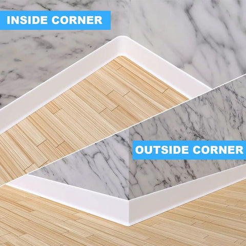 Flexible Baseboard Molding Trim 4 Inch Wide 20 Feet Long Peel And Stick Self Adhesive Vinyl Wall Base installed on corner