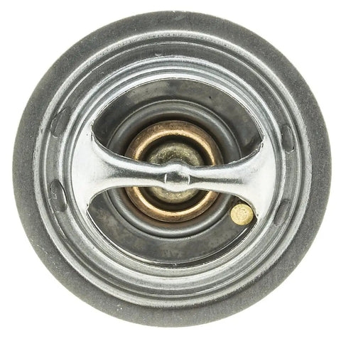 Heavy Duty Engine Coolant Thermostat No Hassle Swap Replacement For Mitsubishi Diamante top view showing metal and rubber construction.